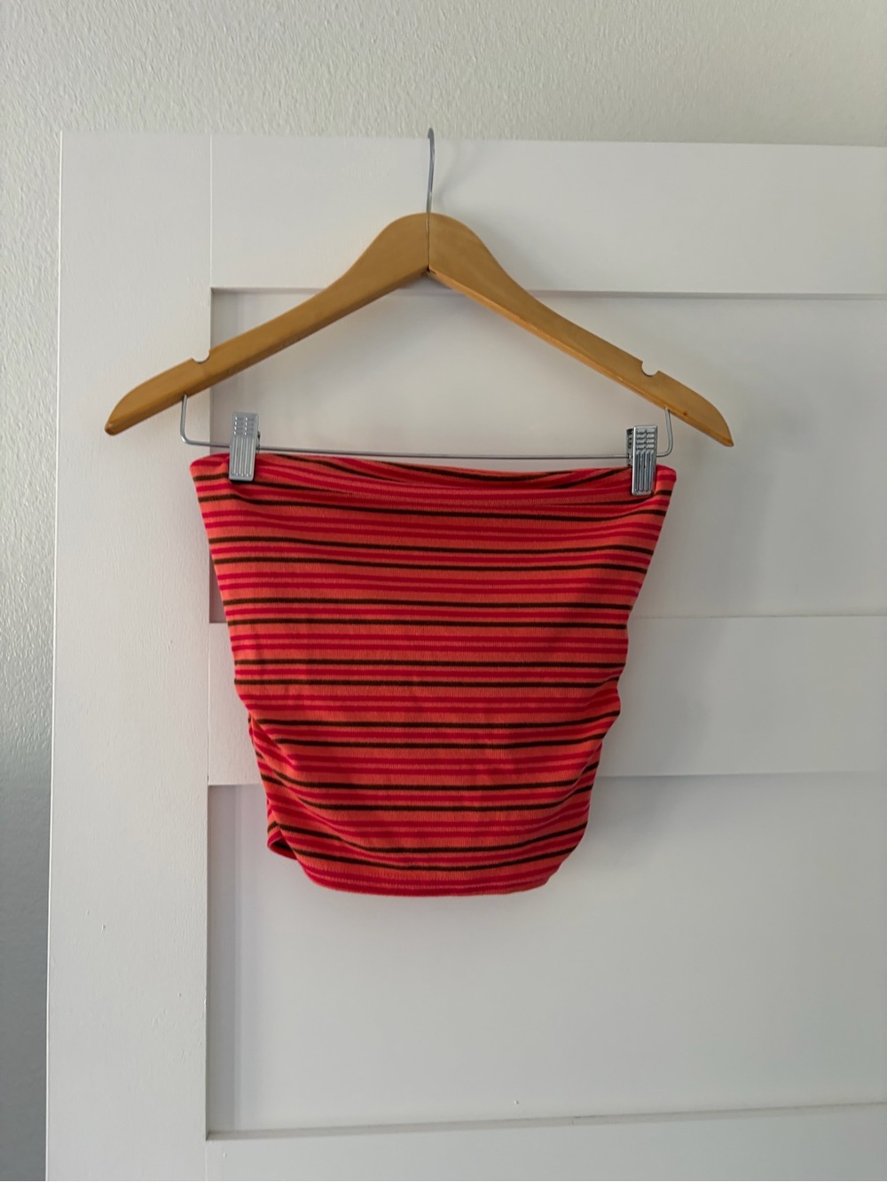 Free People Red and Black Striped Maxi Skirt & Tube Top Set